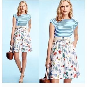 J. McLaughlin Blue Striped and Floral Mini Dress